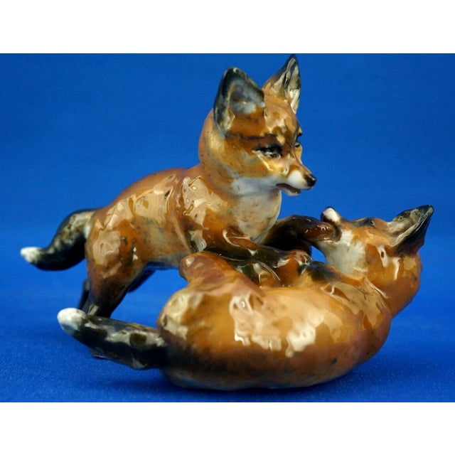 Vintage Hard Porcelain Fox Cubs Figurine by Fritz Heidenreich for Rosenthal, 1930s For Sale - Image 9 of 18
