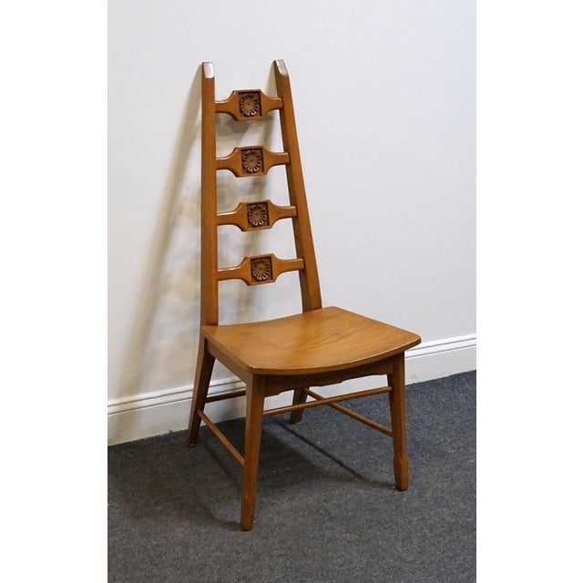Unique Furniture Solid Oak Southwestern Mediterranean Ladderback Dining Side Chair 5530 – American Fiesta Finish For Sale - Image 4 of 10