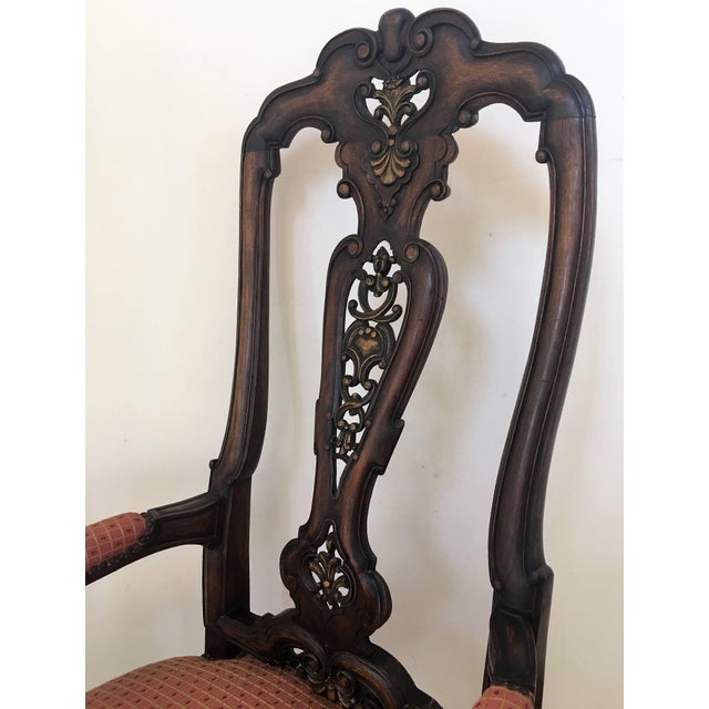 Mid 20th Century 1940s Burl Walnut Queen Anne Style Pair of Armchairs For Sale - Image 5 of 18