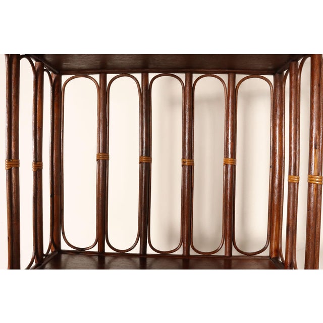 Vintage French Stained Bamboo and Rattan Six Tier Open Etagere / Bookshelf For Sale - Image 16 of 18