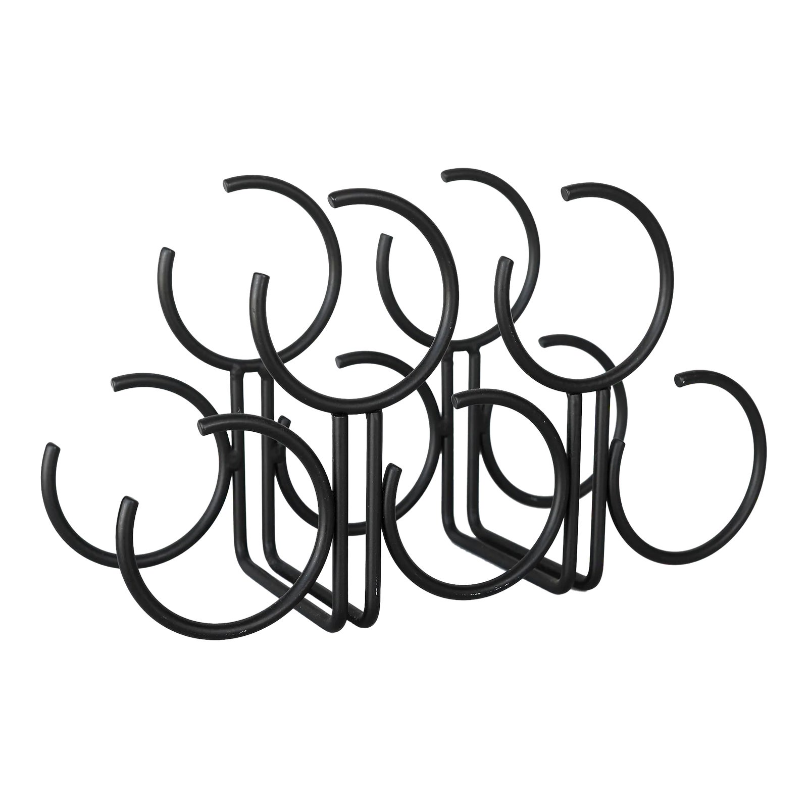 Vintage Postmodern Black Metal Open Rings 6-Bottle Wine Rack | Chairish