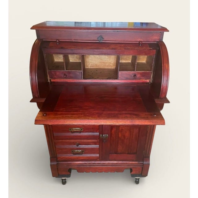 Victorian Victorian Eastlake Barrel Top Desk C. 1870 For Sale - Image 3 of 18