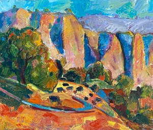 Contemporary Fauvist California Mountain Landscape Plein Air Original Painting