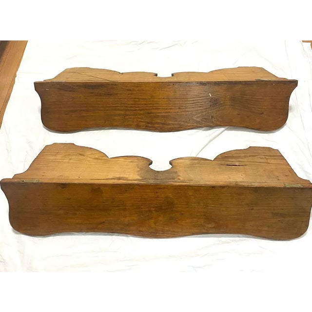 1920s Antique Arts & Crafts Wall Shelves – Set of Two Matching Primitive Wood Brackets (1920s) For Sale - Image 5 of 7