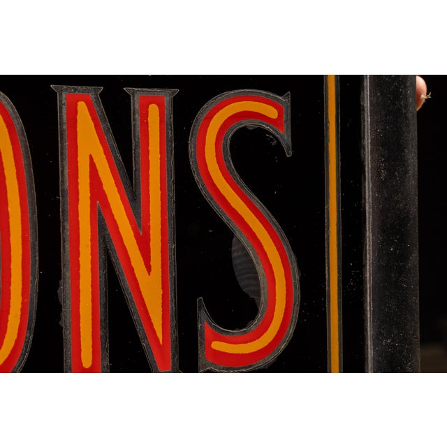 American Early 20th Century Reverse Painted Glass Prescriptions Pharmacy Sign For Sale - Image 3 of 5