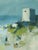 Textile Mid-Century Modern 'Outpost by the Sea' Vintage Original Landscape Oil Painting, Framed For Sale - Image 7 of 10