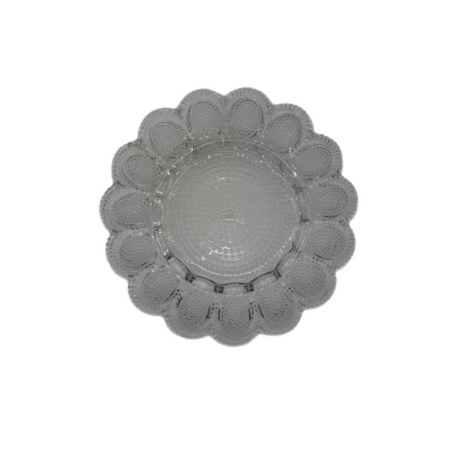 Glass Vintage Indiana Glass Hobnail Deviled Egg / Oyster Platter With Relish Center For Sale - Image 7 of 8