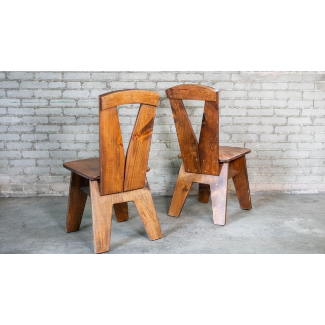 Pierre Chapo 1970s French Modern Brutalist Dining Chairs After Pierre Chapo For Sale - Image 4 of 13