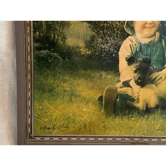 Figurative Framed Early 20's Chromolithograph Titled "Pals" by Alfred Guillon For Sale - Image 3 of 9