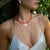 Believe & Be Happy Red Crystal Beaded Gold Choker Necklace For Sale - Image 9 of 13