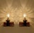 Pair Vintage Danish modern style sconces featuring a brass stucture with a teak wood structure with chrome banding and...