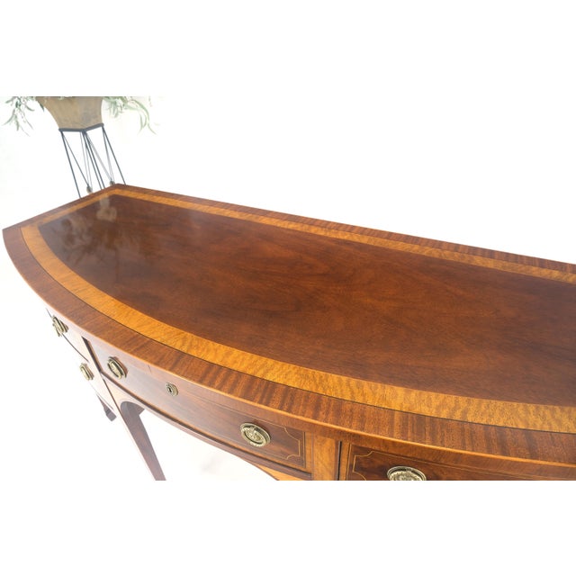 Baker Mahogany Satinwood Bow Front Sideboard Historic Charleston Collection MINT For Sale - Image 11 of 12