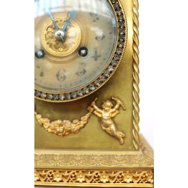 Gold Bronze and Brass Table Clock, 19th Century For Sale - Image 8 of 12