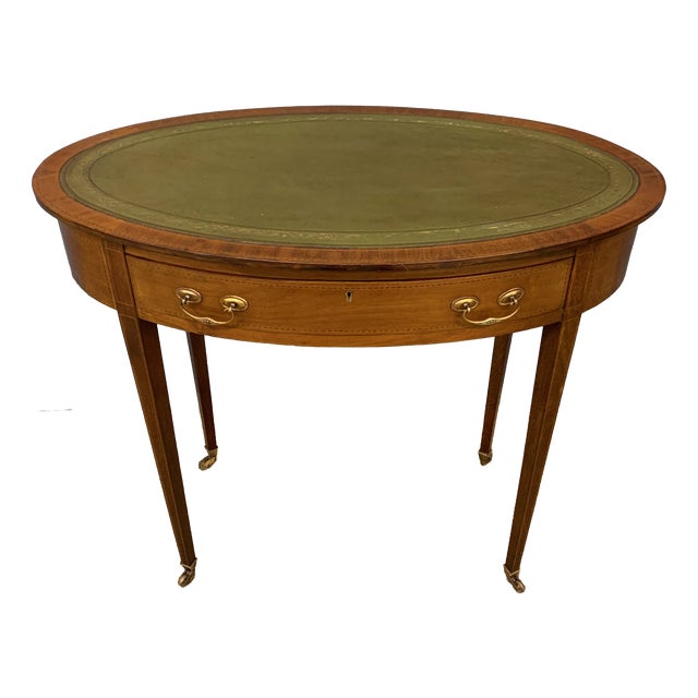 Edwardian Oval Mahogany Writing Table, 1900s For Sale