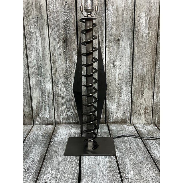 Industrial Vintage Girardi Spiral Memphis-Style Metal Lamp, Signed For Sale - Image 3 of 12
