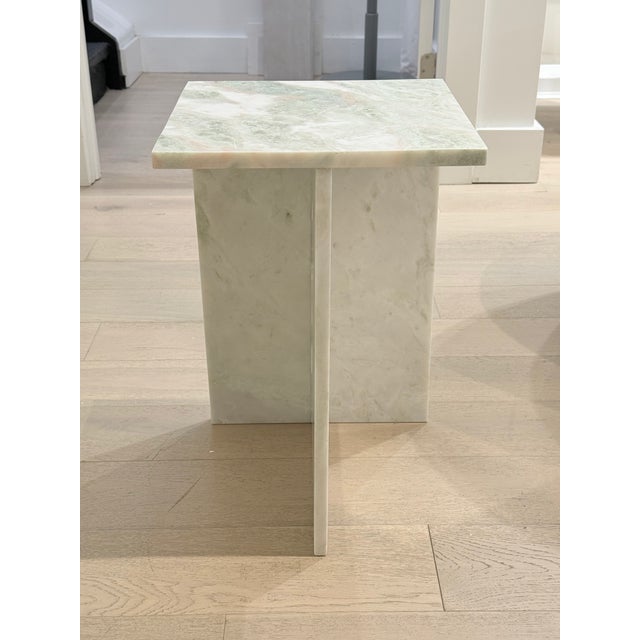 Sagebrook Green Marbled Table For Sale - Image 4 of 7