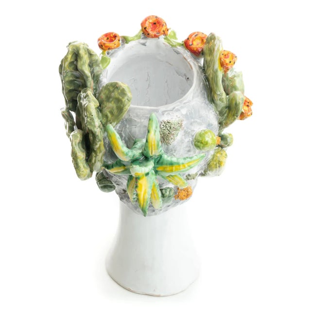 2020s Head Vase Sculpture with Succulents, Ceramiche D'arte Dolfi For Sale - Image 5 of 12