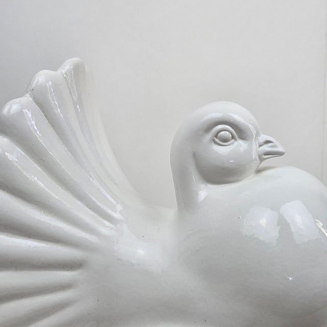 Italian Pigeon Table Lamp with Porcelain and Brass, 1970s For Sale - Image 12 of 18