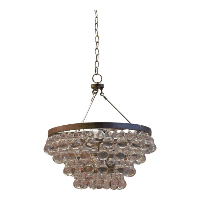 Mid Century Modern Glass Chandelier With Pear Shaped Pendalogues by Kalmar For Sale