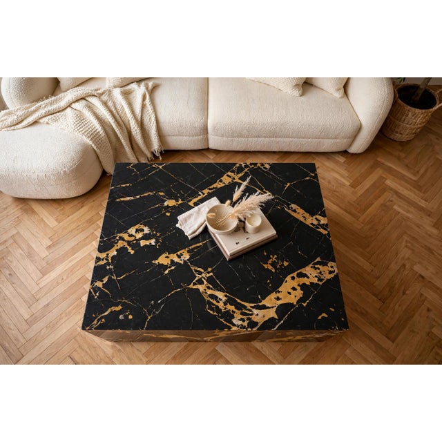 Not Yet Made - Made To Order Marble Coffee Table in Nero Portoro Marble by Andrea Grasso For Sale - Image 5 of 7