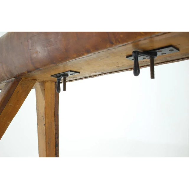 Large Adjustable Gymnastic Leather Pommel Horse, 1950s For Sale - Image 8 of 9