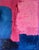 Pink & Blue Composition Original Abstract Colorfield Painting on 46.5” by 36” Un Stretched 20 Oz Canvas For Sale