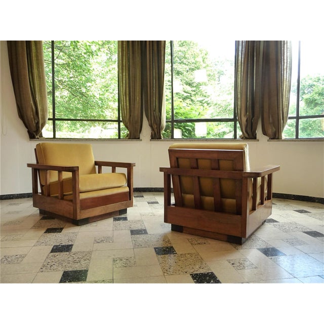 Set of Cubist Art Déco Velvet Club Chairs, 1920s For Sale - Image 3 of 18