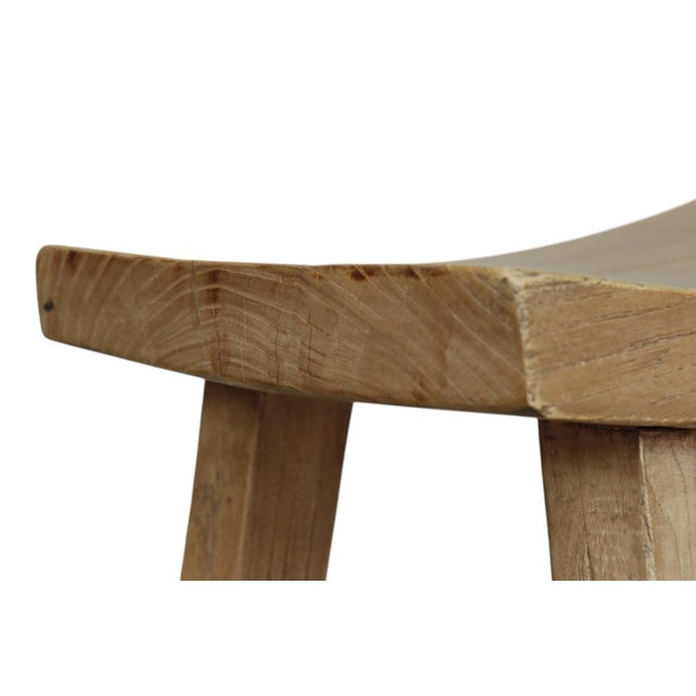 Wood Saddle Bar Stools, a Pair For Sale - Image 7 of 9