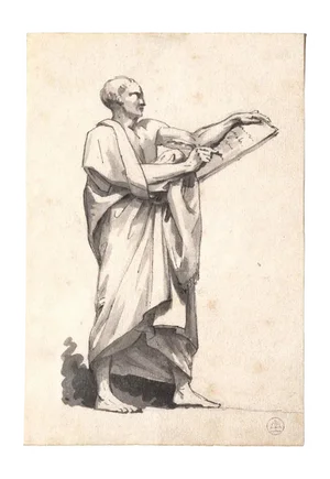 Unknown - The Scribe - Original Ink and Watercolor on Paper - 19th Century