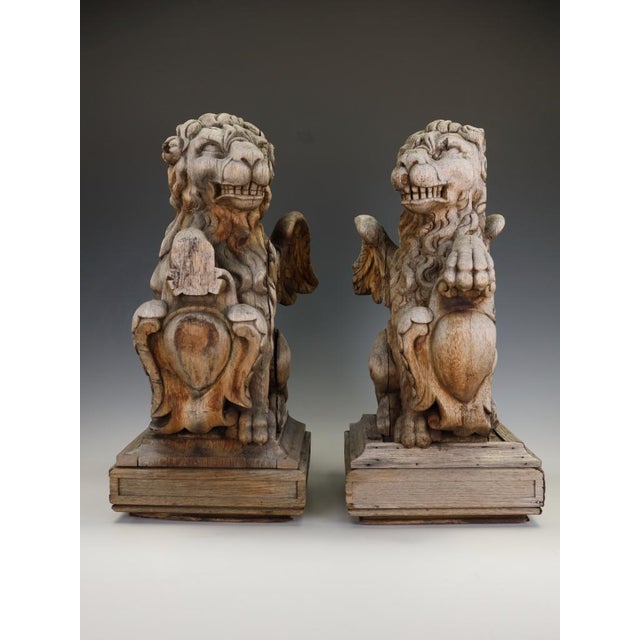 19th Century Neo-Renaissance French Heraldic Lion Sculptures, 1870s, Set of 2 For Sale - Image 3 of 18