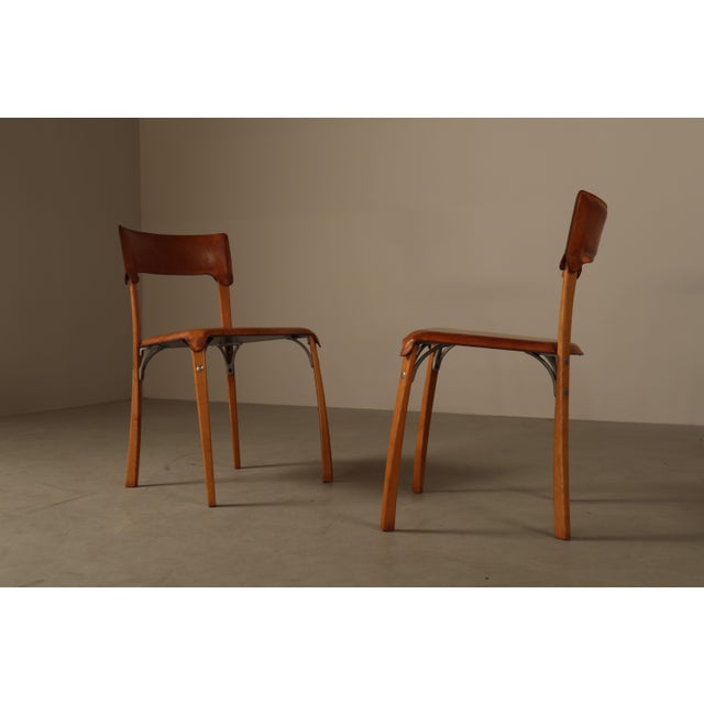 Italian Dining Chairs in Cognac Leather, 1990s, Set of 5 For Sale - Image 14 of 16