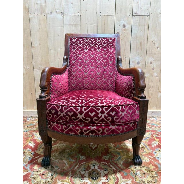 Traditional Empire Mahogany Bergère Armchair For Sale - Image 3 of 9