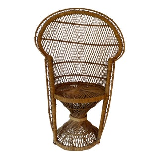 1960s Child Size Rattan Peacock Chair For Sale