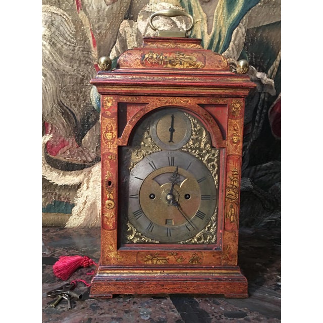 18th Century English Red Lacquer and Bronze Clock For Sale - Image 9 of 9
