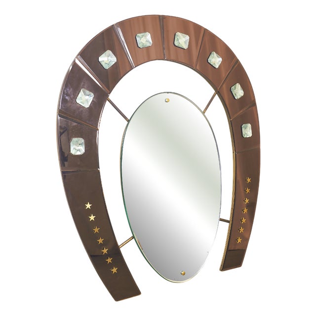 Mirror with Diamond Gems from Cristal Art, 1960s For Sale