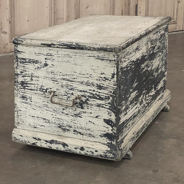 Early 19th Century Rustic Swedish Painted Trunk ~ Blanket Chest ~ Coffee Table For Sale - Image 9 of 18