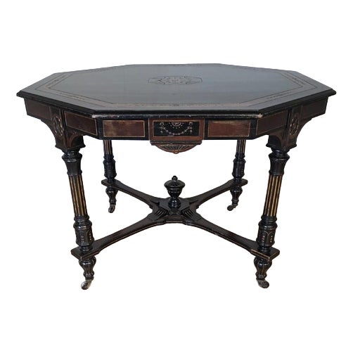 Antique Victorian Ebonised Centre Table For Sale