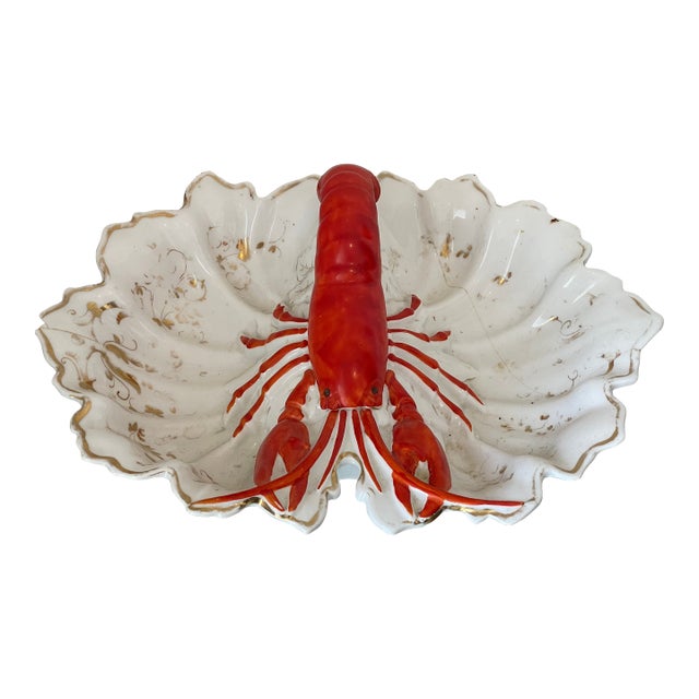 Antique German Red Lobster Porcelain Dish For Sale