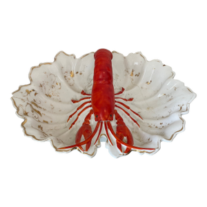 Antique German Red Lobster Porcelain Dish