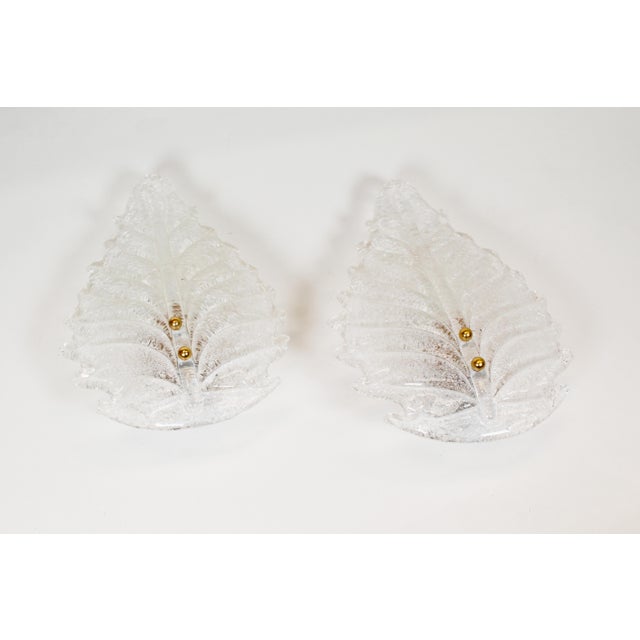 Italian Foglio Wall Lamps in Murano Glass, 1970s, Set of 2 For Sale - Image 3 of 8