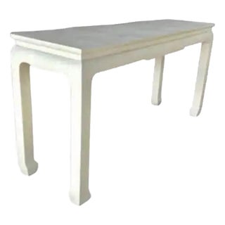 Baker Furniture Company Chinese Style Raffia Veneered Console Sofa Table For Sale