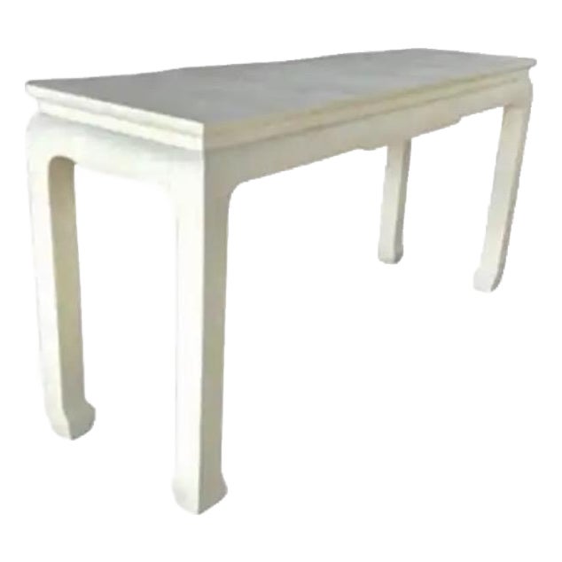 Baker Furniture Company Chinese Style Raffia Veneered Console Sofa Table For Sale