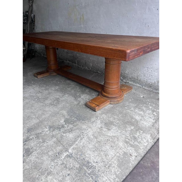 Brown French Art Deco Oak Refectory Table, 1930 For Sale - Image 8 of 17