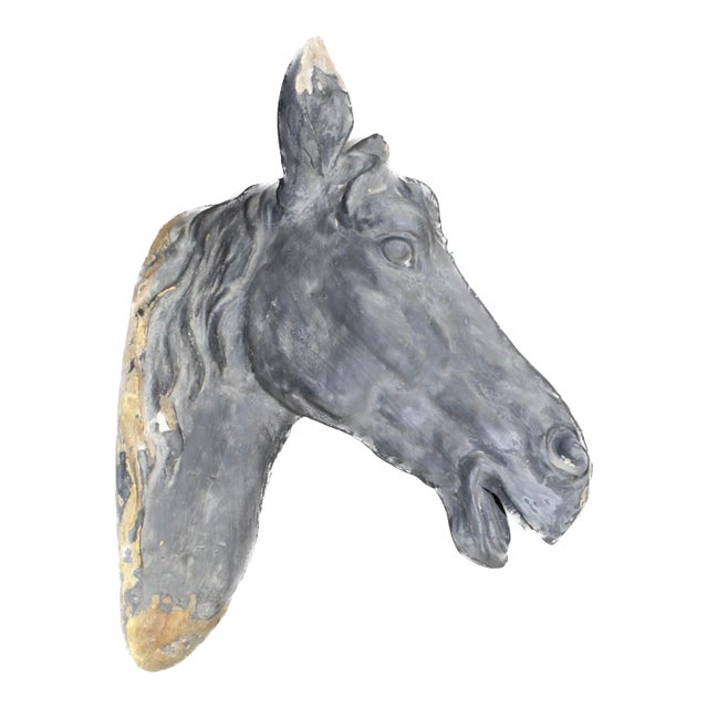 Antique French Plaster Horse Head Wall Mount For Sale