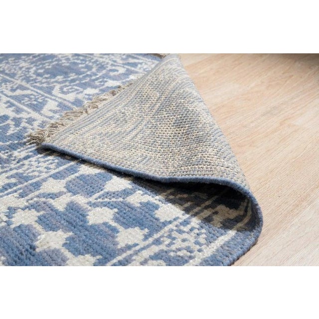 2020s 10x14 Blue Hand-Knotted Wool Bamboo Silk Framed Floral Garden Geometric Carpet For Sale - Image 5 of 13