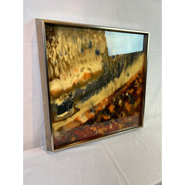 Wonderful hand painted giclee on canvas with a marble glaze finish featuring an abstract design entitled Sanguin III in a...