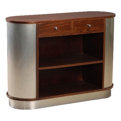 Vintage Console Table in Aluminium and Exotic Wood, 1970s For Sale