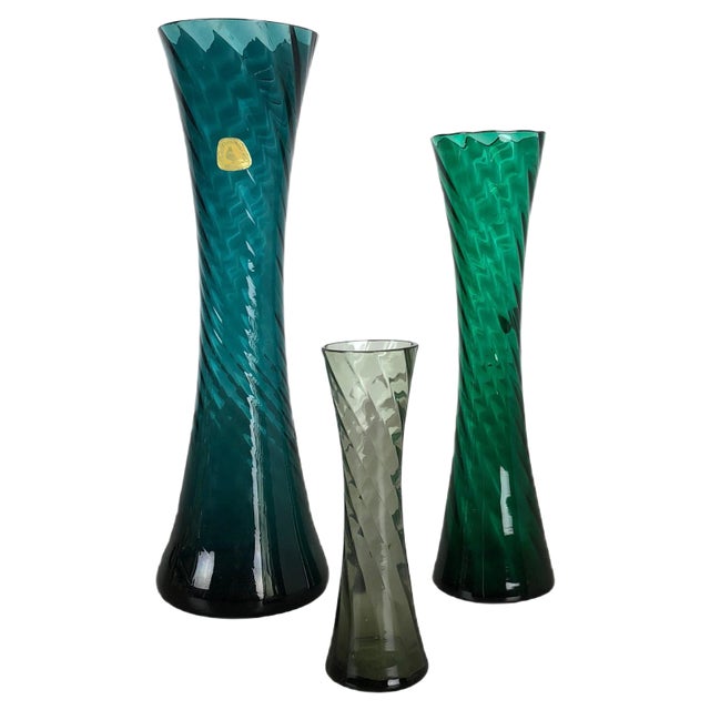 German Hand Blown Crystal Glass Vases by Alfred Taube, 1960s, Set of 3 For Sale