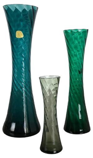 German Hand Blown Crystal Glass Vases by Alfred Taube, 1960s, Set of 3
