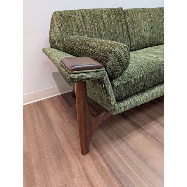 Green 1960s Mid Century Modern Attributed to Adrian Pearsall for Craft Associates 2313-S Sofa - Restored For Sale - Image 8 of 18